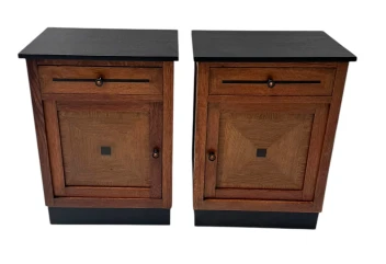 Two Art Deco Modernist Nightstands or Bedside Tables, 1920s